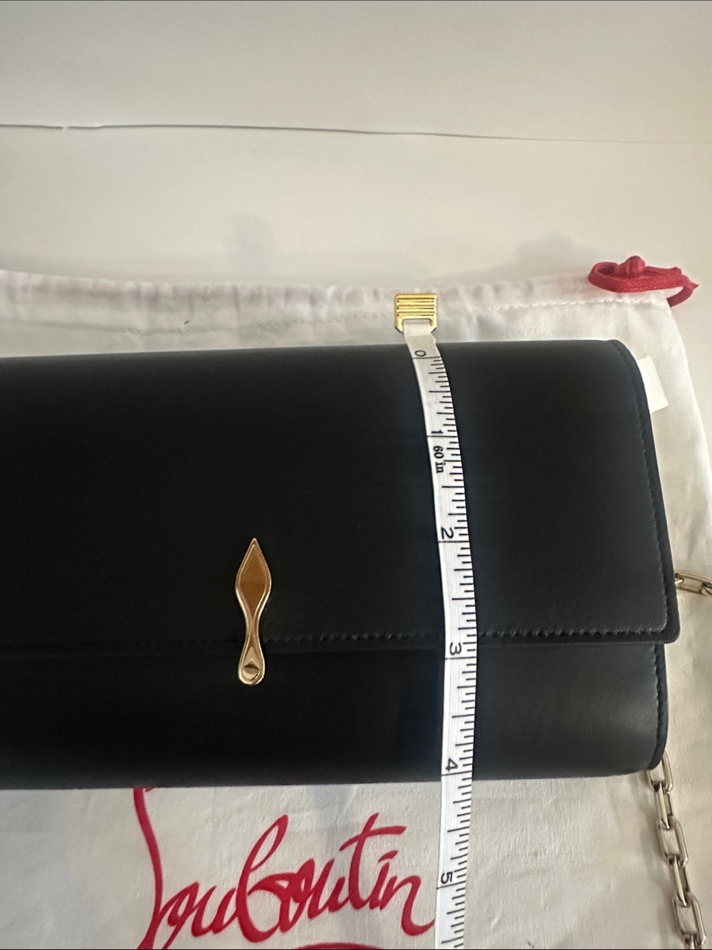 Christian Louboutin Black Leather Crossbody Bag with Gold Chain - Picture 8 of 10